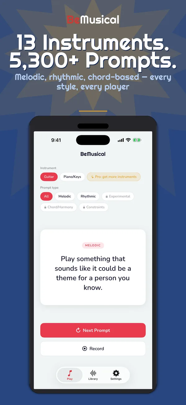 BeMusical: 13 instruments, 5,300+ creative prompts