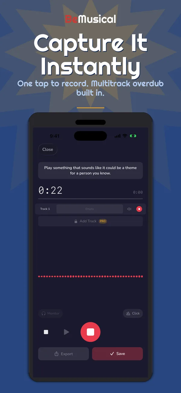 BeMusical multitrack recorder screen